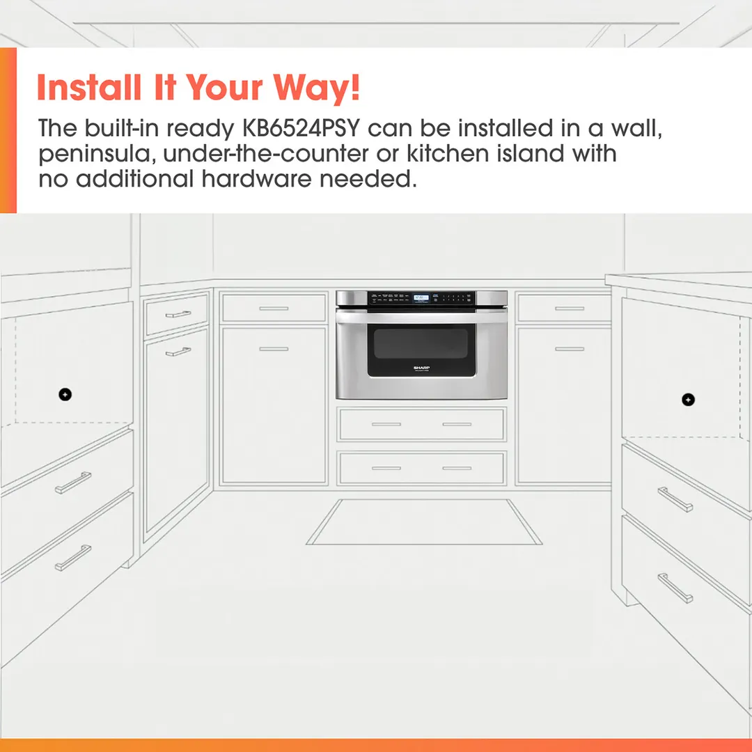 Sharp KB6524PSY 24" 950 Watt Microwave Drawer Oven, 1.2 Cu. Ft., Touch Control, S. Steel, 120V