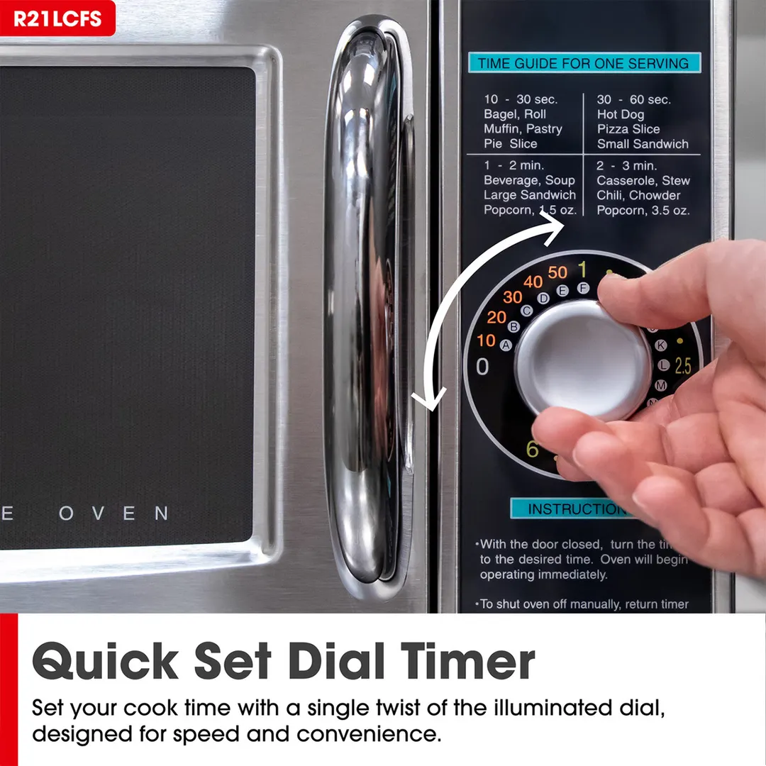 Sharp R-21LCFS 1000W Medium Duty Commercial Microwave Oven, Dial Control, 120V