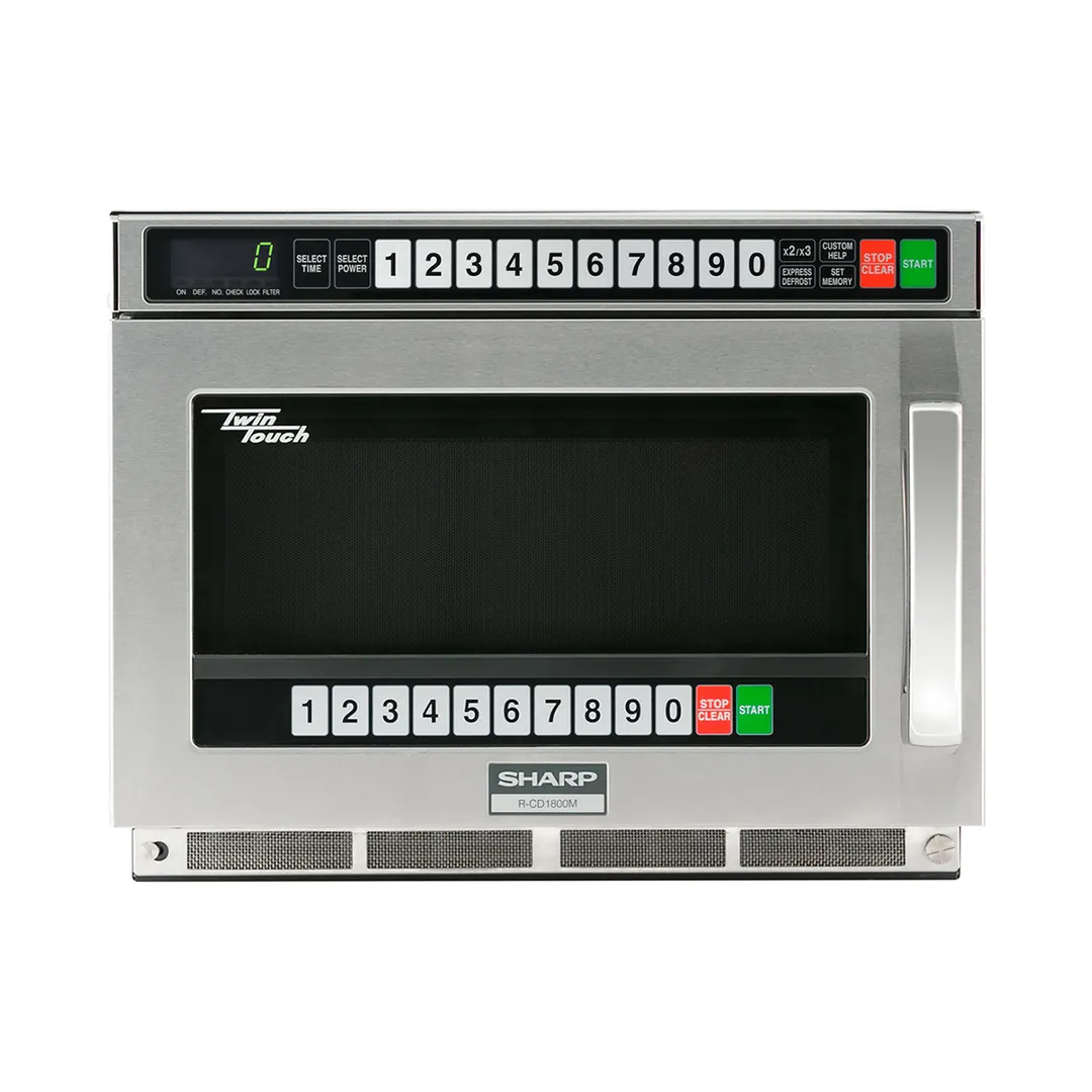 Sharp R-CD1800M 1800W TwinTouch Commercial Microwave Oven, 0.75 Cu Ft, Stainless Steel, 230-208V