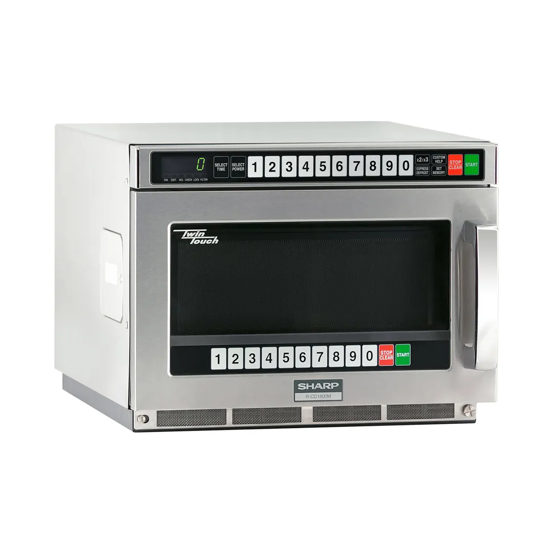 Sharp R-CD1800M 1800W TwinTouch Commercial Microwave Oven, 0.75 Cu Ft, Stainless Steel, 230-208V