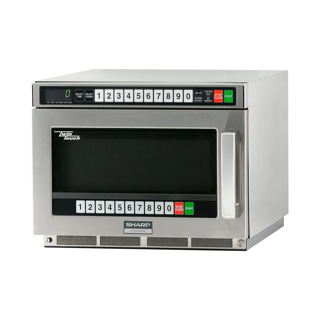 Sharp R-CD1800M 1800W TwinTouch Commercial Microwave Oven, 0.75 Cu Ft, Stainless Steel, 230-208V