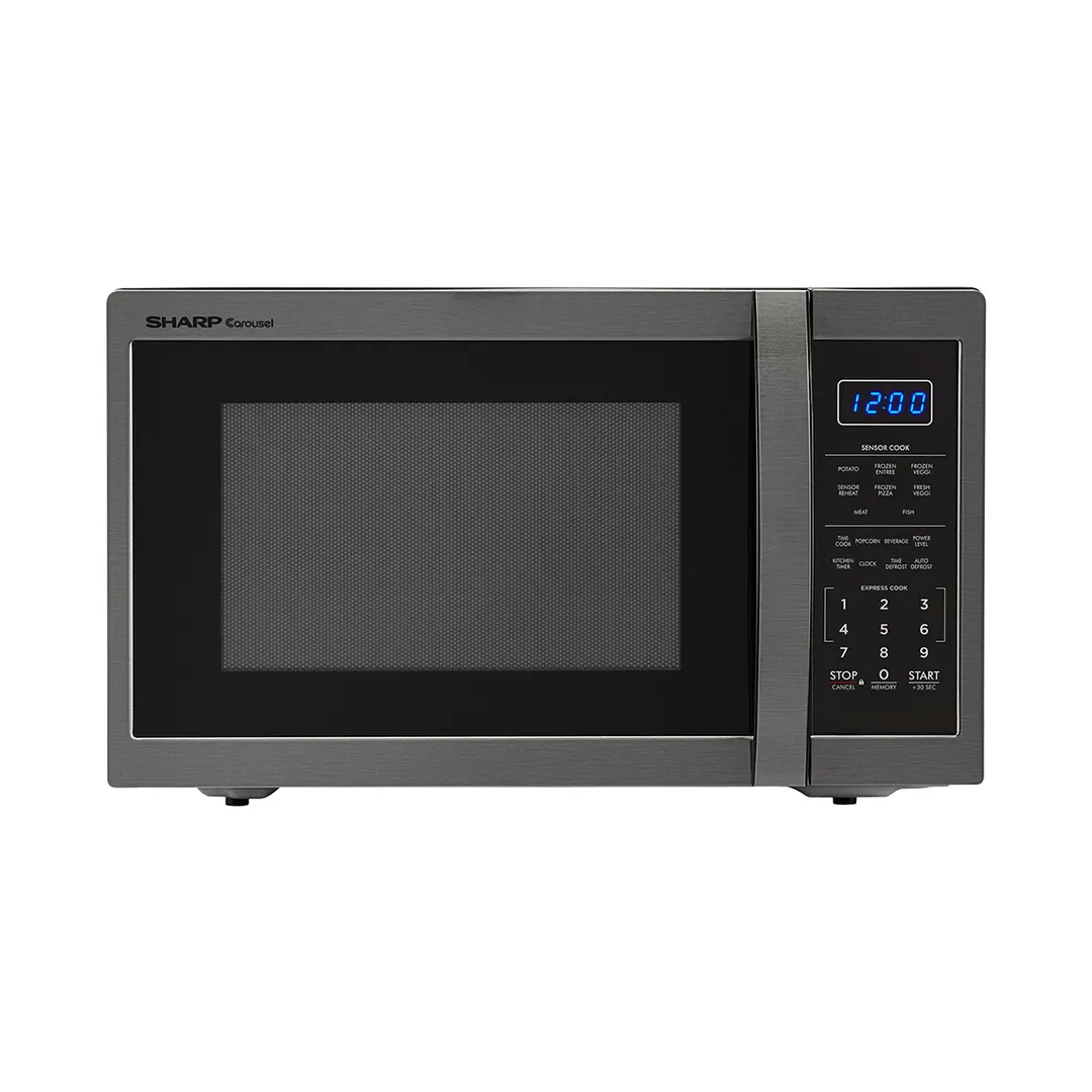 Sharp SMC1452CH 1100W Black Stainless Steel Countertop Microwave Oven, 1.4 Cu. Ft. , LCD Display