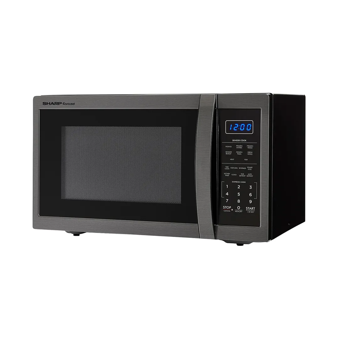 Sharp SMC1452CH 1100W Black Stainless Steel Countertop Microwave Oven, 1.4 Cu. Ft. , LCD Display