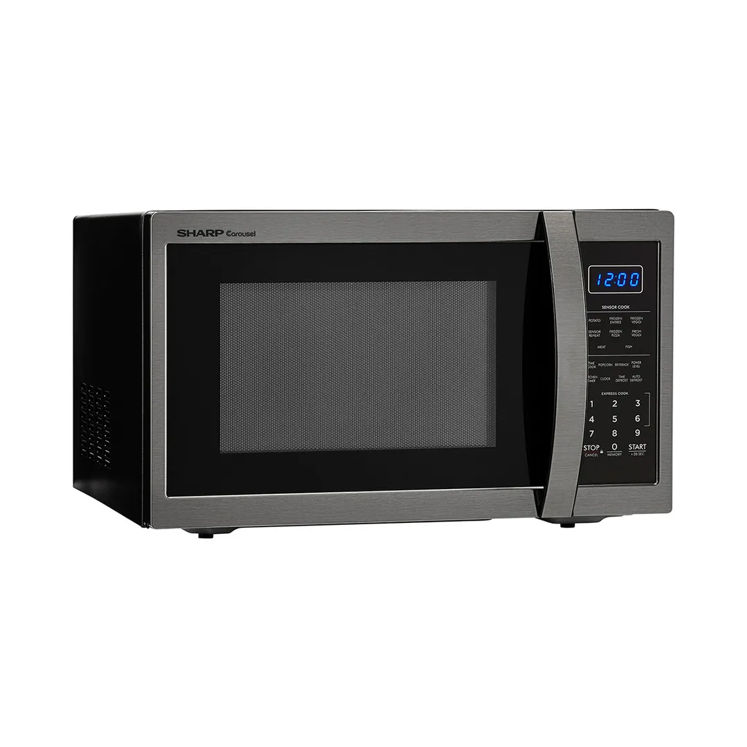 Sharp SMC1452CH 1100W Black Stainless Steel Countertop Microwave Oven, 1.4 Cu. Ft. , LCD Display