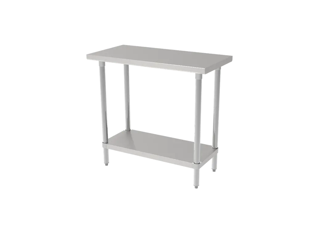 GSW USA WT-P1848 48" Open Base Work Table with Undershelf, Without Backsplash / 16 Gauge Top