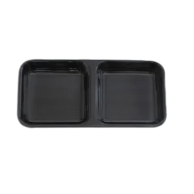 Thunder Group 19002BK Sauce Dish, 2-Compartment, 4 Oz., 6"L X 3"W - Dozen