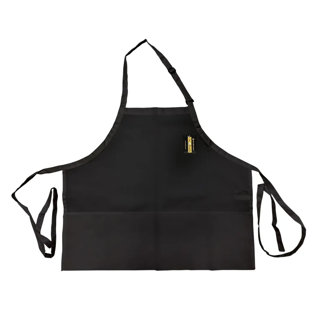 Thunder Group CA2427BK Chef Regalia Bib Aprons, 24" X 27-1/2" (3) Pocket Mid-Length 65/35 Poly/Cotton, 1/2"