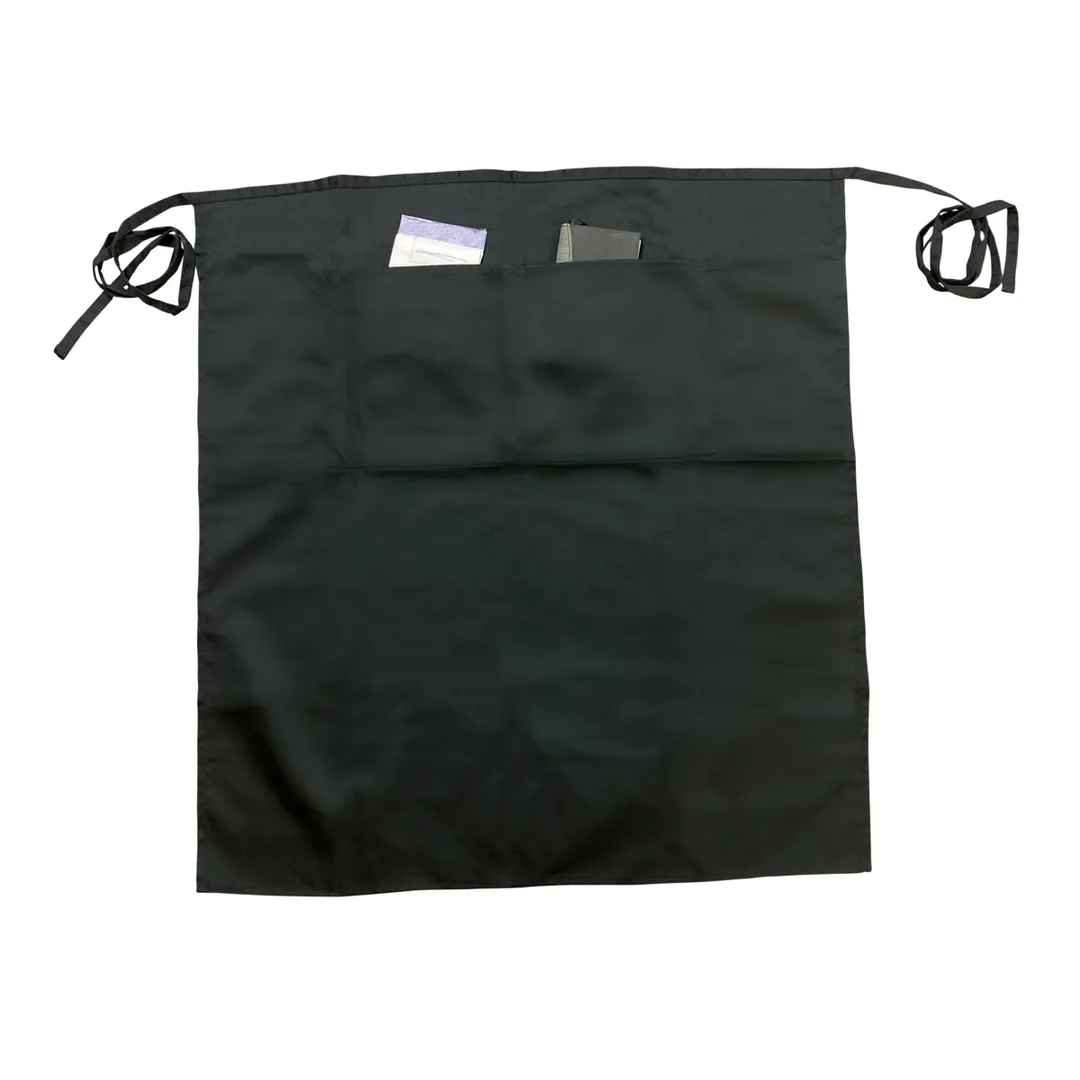 Thunder Group CA3128BK Chef Regalia Aprons, 31" X 28" (2) Pocket Bistro Full Length, 65/35 Poly/Cotton