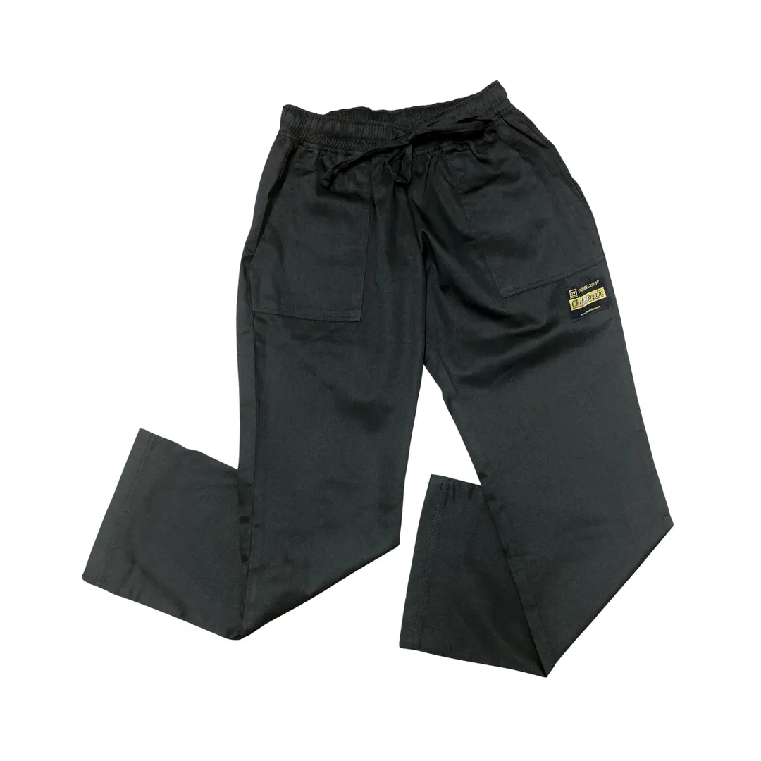 Thunder Group CP108BKM Chef Regalia Women'S Chef Pants, Medium, 65/35 Poly/Cotton, Black