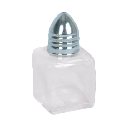 Thunder Group GLTWCC005 Salt/Pepper Shaker, 1/2 Oz. Capacity, Glass Cube Base, Stainless Steel Bullet Cap - Dozen