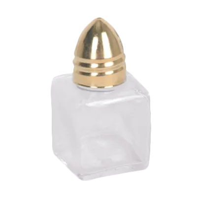 Thunder Group GLTWCC205 Salt/Pepper Shaker, 1/2 Oz. Capacity, Glass Cube Base, Gold Plated Bullet Cap - Dozen