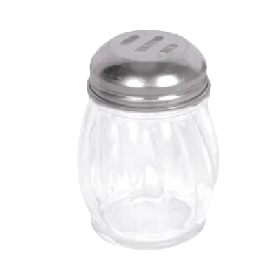 Thunder Group GLTWCS006 Cheese Shaker, 6 Oz. Capacity, Swirled Glass Base, Stainless Steel Slotted Top. Without Handle - Dozen