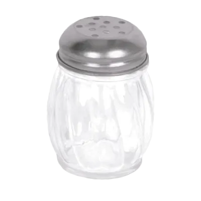 Thunder Group GLTWCS006P Cheese Shaker, 6 Oz. Capacity, Swirled Glass Base, Stainless Steel Perforated Top. Without Handle - Dozen