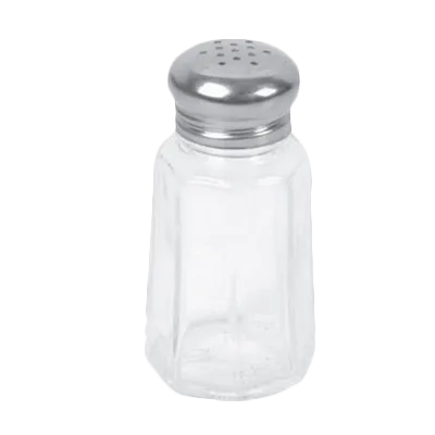 Thunder Group GLTWPS002 Salt/Pepper Shaker, 1 Oz. Capacity, Paneled Glass Base, Stainless Steel Mushroom Cap - Dozen