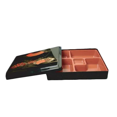Thunder Group JPRB001 Bento Server With Cover, 5 Compartment, 10-1/2" X 8" X 2", Decorative Exterior