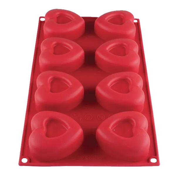 Thunder Group PLBM008S Baking Mold, 2-2/5 Oz. -40° - 550°F Temperature Range (8) Heart Cavities