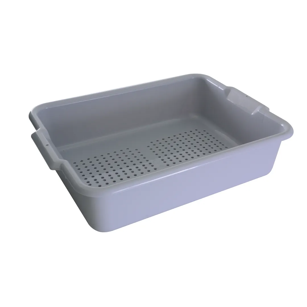 Thunder Group PLBT505GPF Bus Box, 1-Compartment, 21-1/2"L x 15-3/8"W x 5"D, Gray Polypropylene, Stackable, Integrated Handles