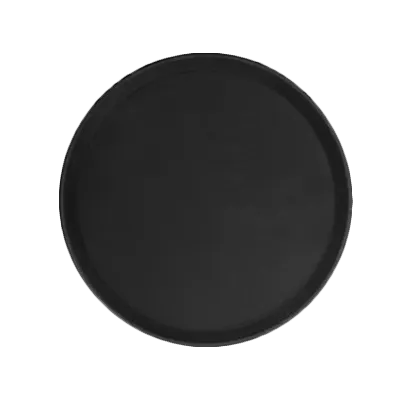 Thunder Group PLFT1400BK - 14" Round Non‑Skid Serving Tray, Heavy‑Duty Fiberglass, Black Tray & Surface, NSF Certified