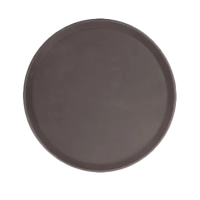 Thunder Group PLFT1400BR Round Non‑Slip Serving Tray, 14" Diameter, Heavy‑Duty Fiberglass, Brown Finish, NSF Certified