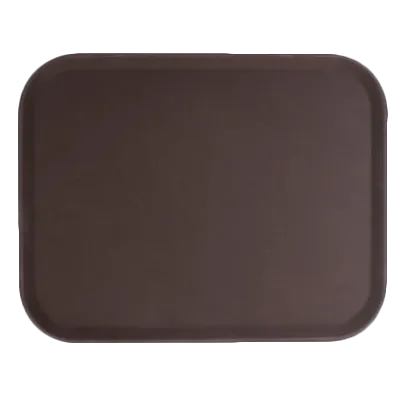 Thunder Group PLFT1418BR Non-Slip Serving Tray, Rectangular 14" × 18", Brown Fiberglass, NSF Certified