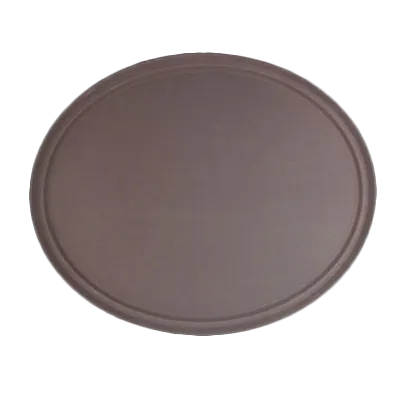 Thunder Group PLFT2700BR Oval Serving Tray, 22" x 27" Non‑Skid Fiberglass, Brown Surface, NSF Certified Non‑Slip Tray