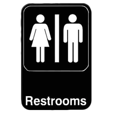 Thunder Group PLIS6908BK Information Symbol Sign, 6" X 9" "Restrooms", Self-Adhesive Backing