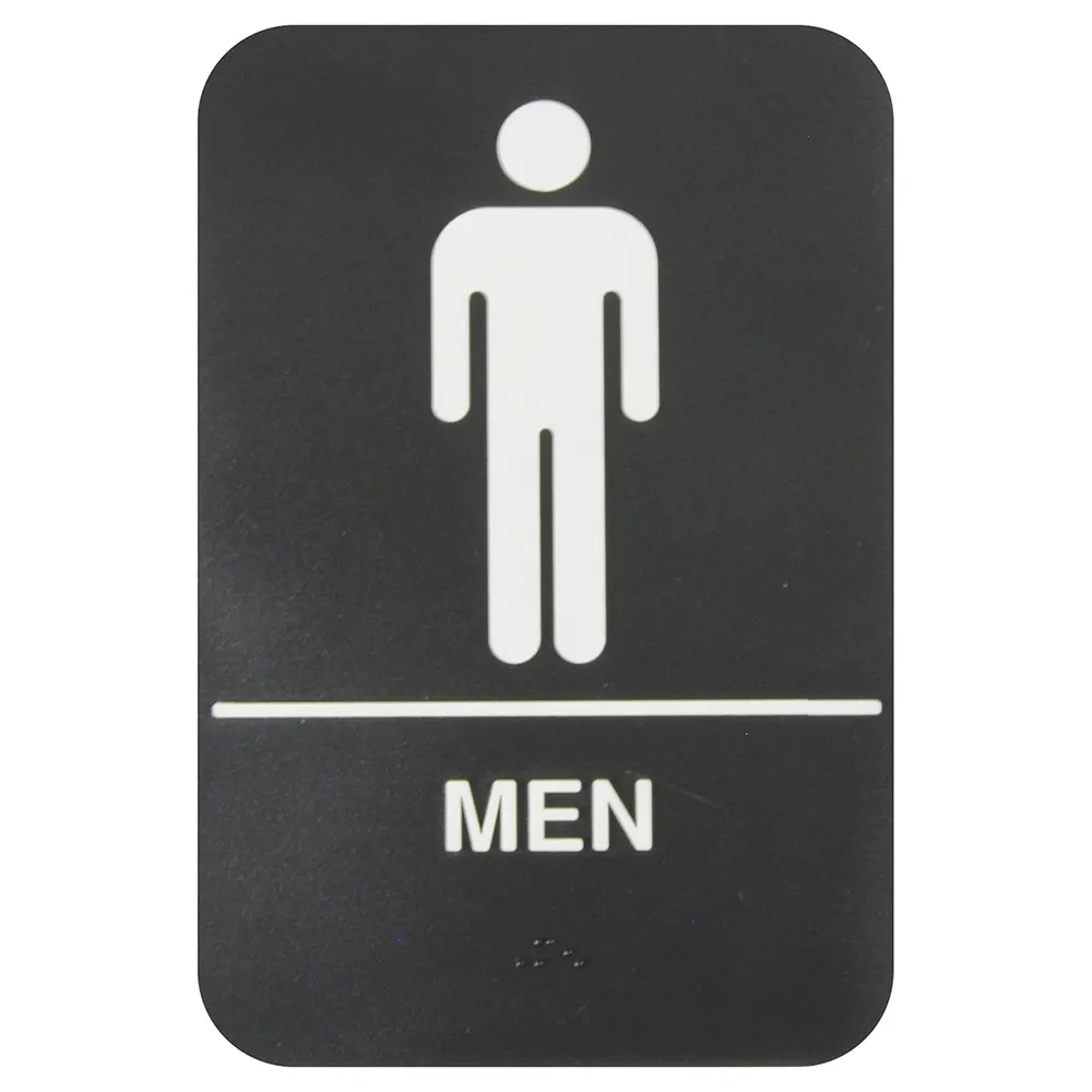 Thunder Group PLIS6952BK Information Symbol Sign, 6" X 9" "Men", With Braille, (6 Each Minimum Order)
