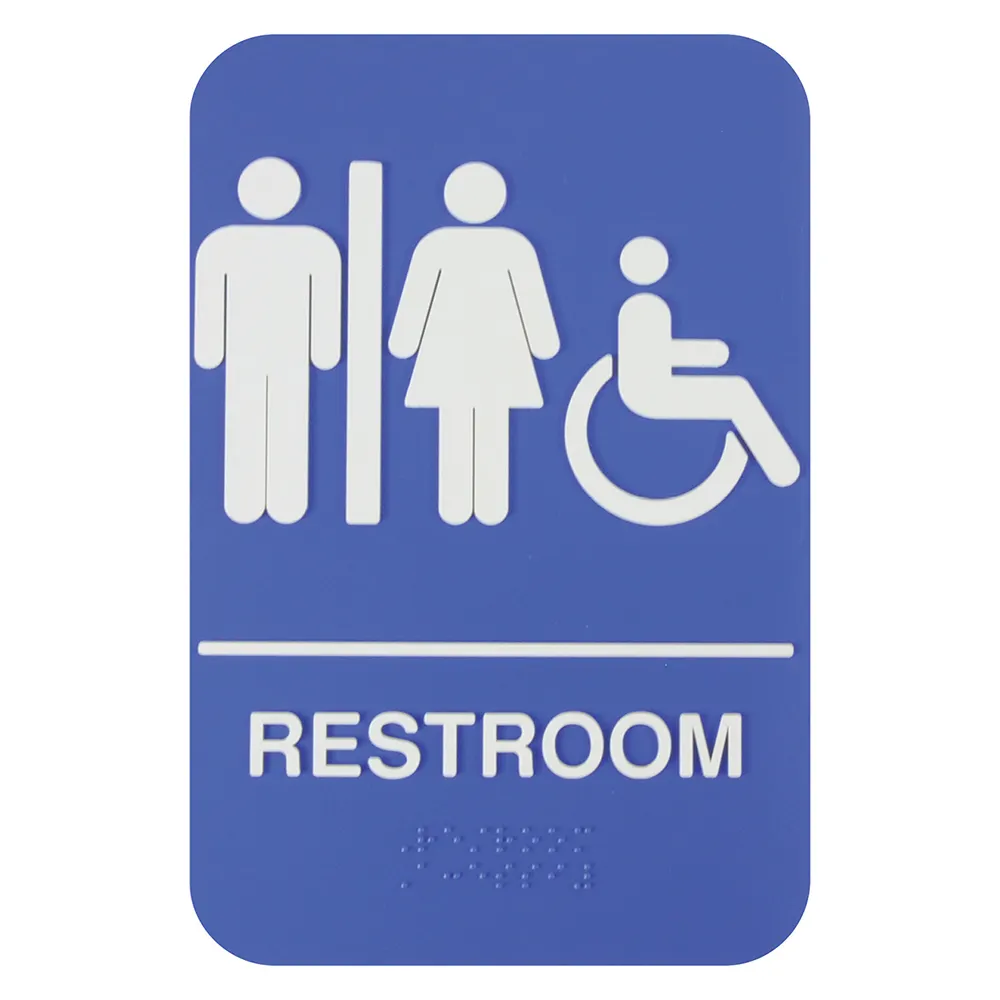 Thunder Group PLIS6960BL Information Symbol Sign, 6" X 9" "Restroom/Accessible", With Braille