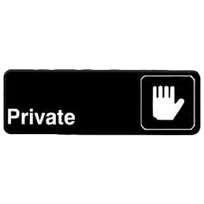 Thunder Group PLIS9303BK Information Symbol Sign, 9" X 3" "Private", Self-Adhesive Backing