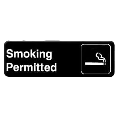 Thunder Group PLIS9312BK Information Symbol Sign, 9" X 3" "Smoking Permitted", Self-Adhesive Backing