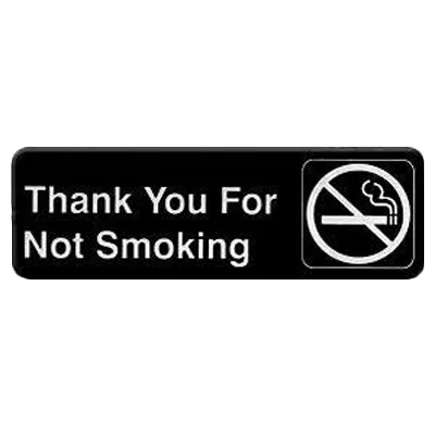 Thunder Group PLIS9318BK Information Symbol Sign, 9" X 3" "Thank You For Not Smoking", Self-Adhesive Backing