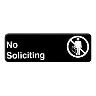 Thunder Group PLIS9322BK Information Symbol Sign, 9" X 3", No Soliciting, Self-Adhesive Backing