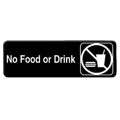 Thunder Group PLIS9331BK Information Symbol Sign, 9" X 3" "No Food Or Drink", Self-Adhesive Backing