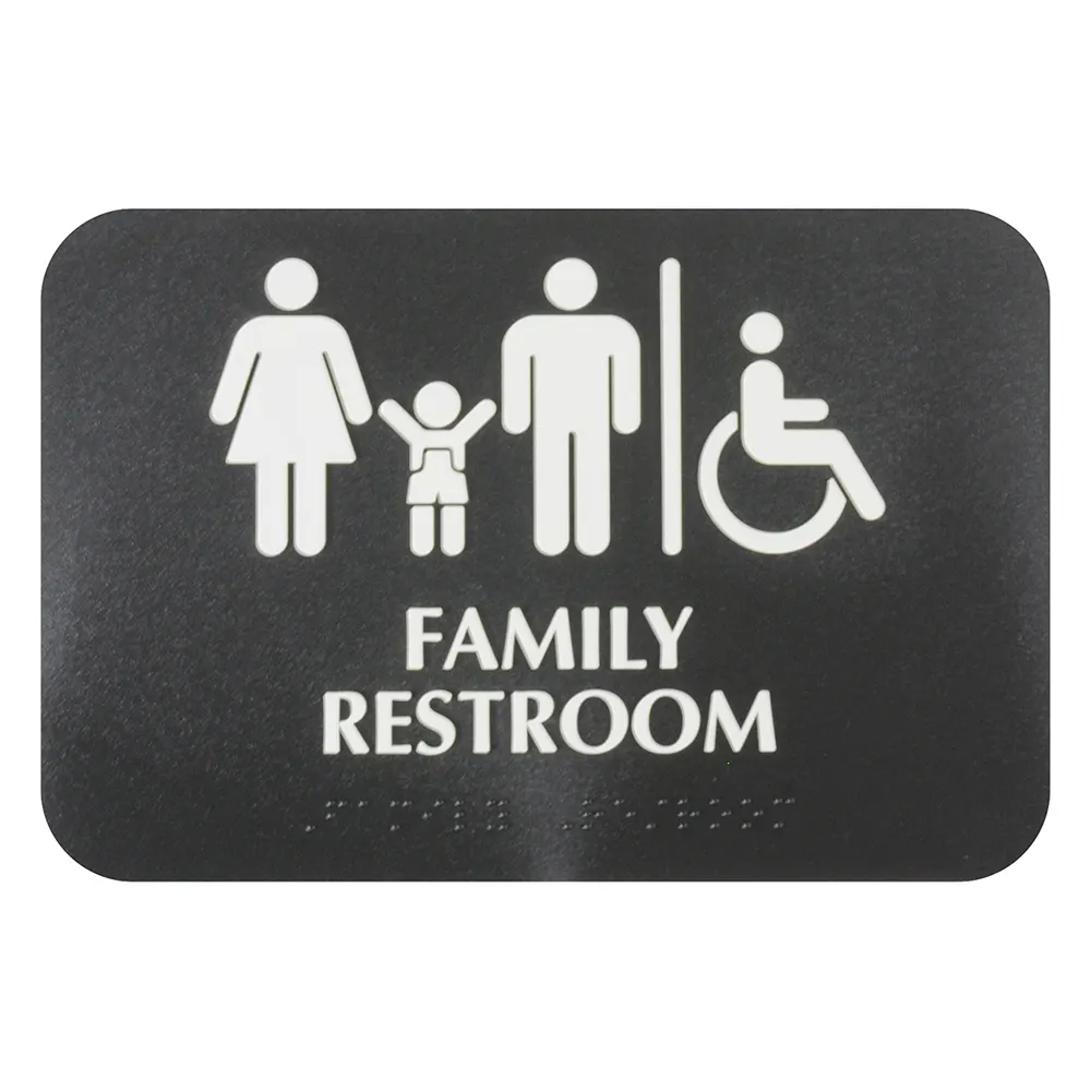 Thunder Group PLIS9601BK Information Symbol Sign, 9" X 3" "Family Restroom", With Braille