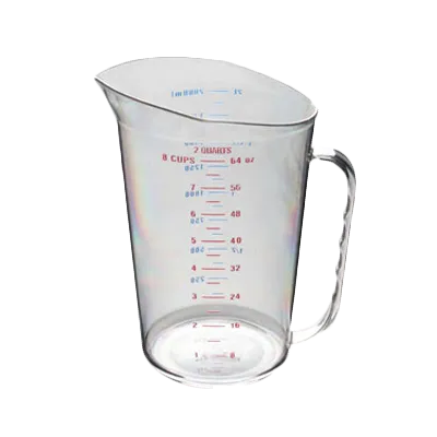 Thunder Group PLMC064CL Measuring Cup, 2 Quart, Printed With Us/Metric Measurements, Dishwasher Safe