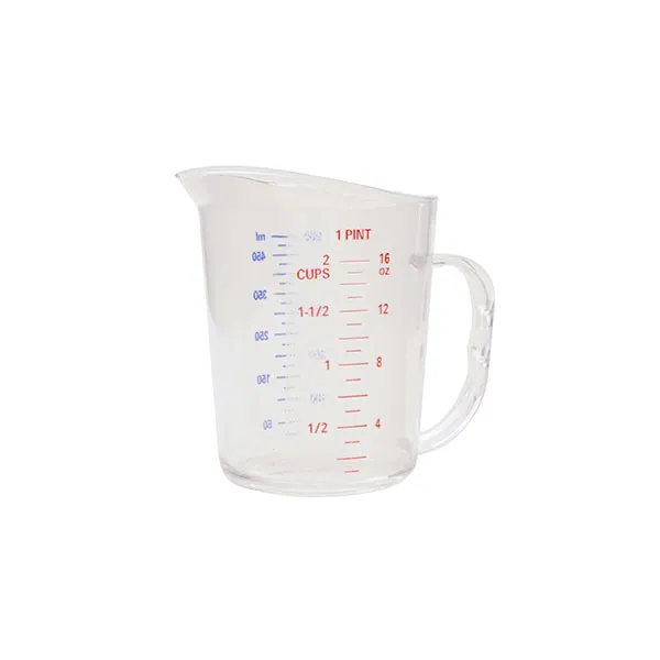 Thunder Group PLMD016CL Measuring Cup, 1 Pint (0.5 Liter), 5-3/16"L X 4-3/16"W X 5"H, With Handle, Clear