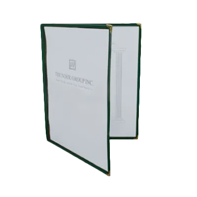 Thunder Group PLMENU-2GR Menu Cover, 8-1/2" X 11", Double-Fold, Flexible, green