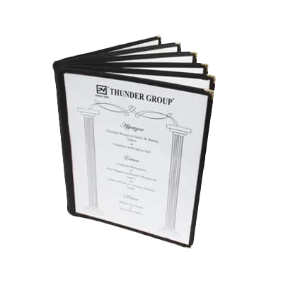 Thunder Group PLMENU-6BL Menu Cover, 8-1/2" X 11", 6-Page Book Fold, Flexible, black
