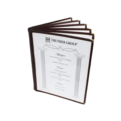 Thunder Group PLMENU-6BR Menu Cover, 8-1/2" X 11", 6-Page Book Fold, Flexible, brown