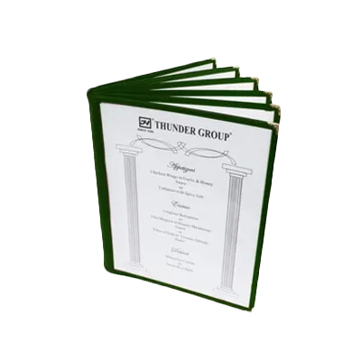 Thunder Group PLMENU-6GR Menu Cover, 8-1/2" X 11", 6-Page Book Fold, Flexible, green