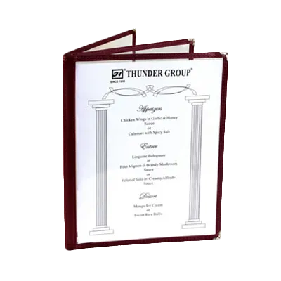 Thunder Group PLMENU-L3MA Menu Cover, 8-1/2" X 11", 3-Page Book Fold, Flexible, maroon