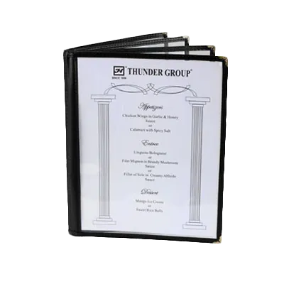 Thunder Group PLMENU-L4BL Menu Cover, 8-1/2" X 11", 4-Page Book Fold, Flexible, black