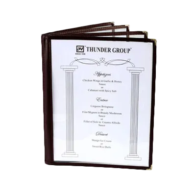 Thunder Group PLMENU-L4BR Menu Cover, 8-1/2" X 11", 4-Page Book Fold, Flexible, brown