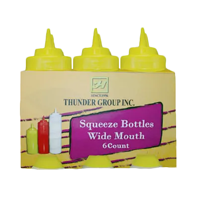Thunder Group PLTHSB016YW Squeeze Bottle, 16 Oz., Wide Mouth Plastic, Yellow, 6 Each - Pack