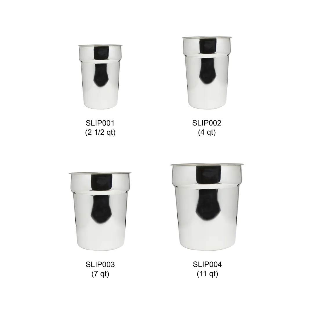 Thunder Group SLIP001 Inset Pan, 2.5 Quart, 5.5" Dia. X 7.5"H, Mirror-Polished Exterior And Satin Finish Interior