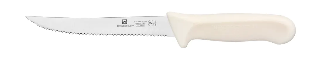 Thunder Group SLKF401WT Utility Knife, 5-1/2" Blade, Serrated Edge, White Polypropylene Handles