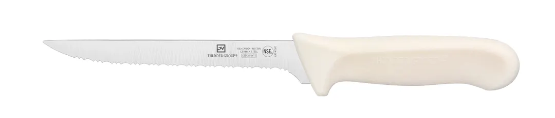 Thunder Group SLKF402WT Utility Knife, 6" Blade, Wavy Edge, White Polypropylene Handles