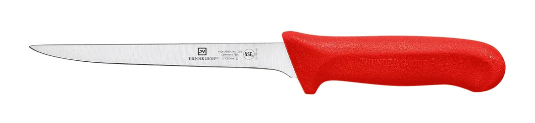 Thunder Group SLKF404RD Boning Knife, 6" Blade, Narrow, Polypropylene Handles, Red