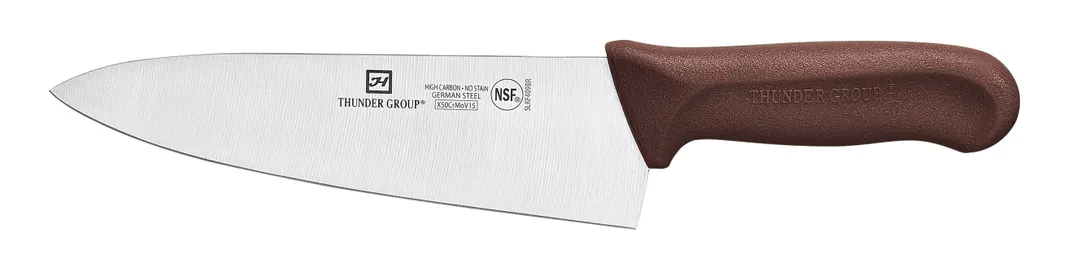 Thunder Group SLKF409BR Chef'S Knife, 8" Blade, Brown Polypropylene Handles, German Steel
