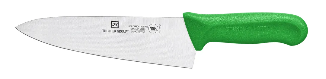 Thunder Group SLKF409GR Chef'S Knife, 8" Blade, Green Polypropylene Handles, German Steel